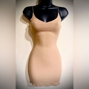 Windsor Beige Ribbed Bodycon Dress Size Small